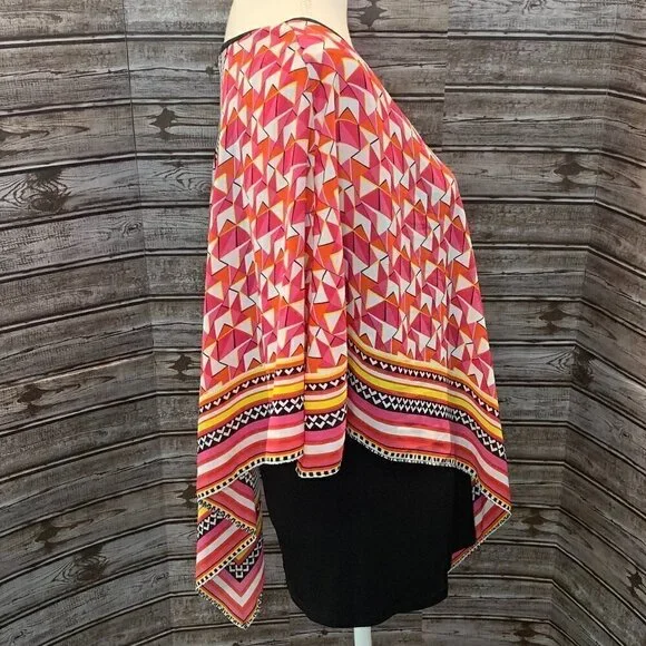 Peter Nygard Missy Pink Dragon Geo Print Poncho Style Top - Picture 5 of 6